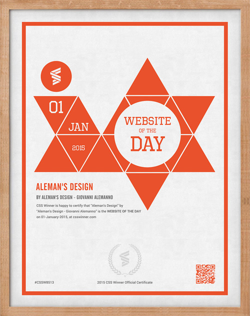 Alemans Design miglior sito internazionale del giorno 01 Gennaio 2015